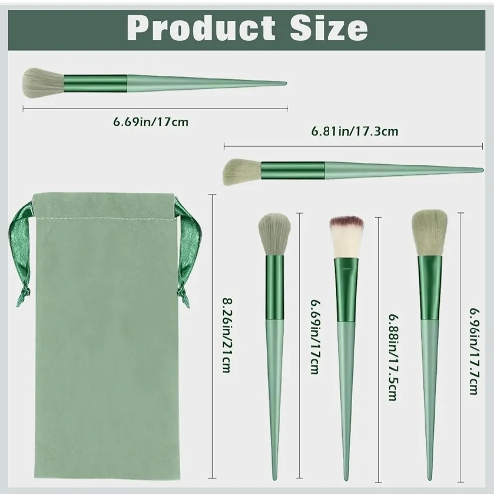 Green Women’s Makeup Brush Set with Pouch - 12 Pieces